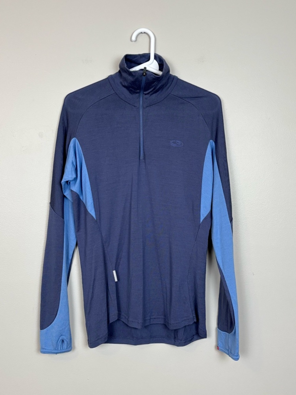 Icebreaker Top Women XL Blue Bodyfit 260 Merino Wool Slim Fit Base Layer 1/4 Zip